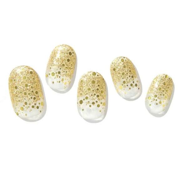 Zinipin Gellight Semi Cured Gel Nail Strips Goldway CB00071 Gold Glitter Dots - Picture 1 of 3